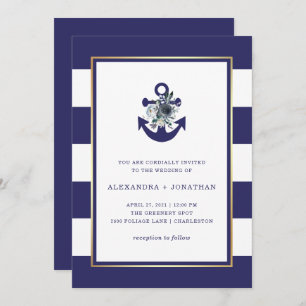 Nautische Blume   Hochzeit von Blauzungenkrapfen Einladung