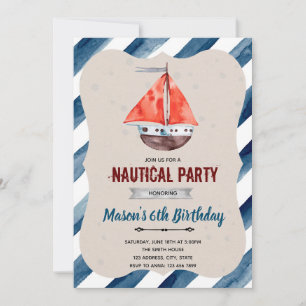 Nautische Boot Geburtstags-Party-Einladung Einladung
