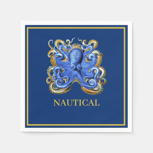 Nautische Boote Octopus Persönliche Marine Serviette (Vorderseite)