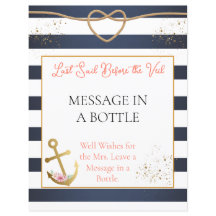 Nautische Brautparty-Meldung in einem Flaschenzeic