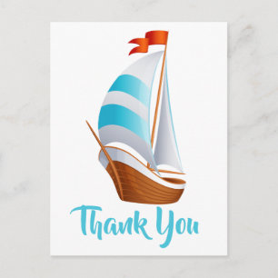 Nautische Dankeschön-Segelboot Türkisblaue Hochzei Postkarte
