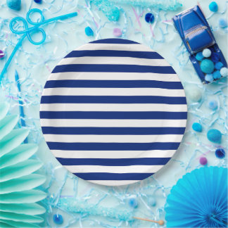 Nautische Dekoration der Navy Stripes Pappteller
