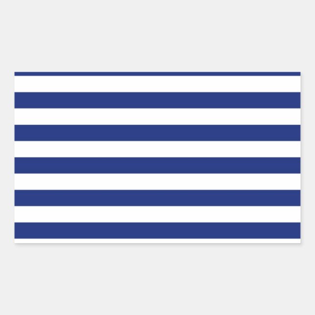Nautische Dekoration der Navy Stripes Rechteckiger Aufkleber (Vorderseite)