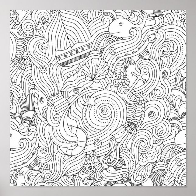 Nautische Doodle 2 Poster (Vorne)