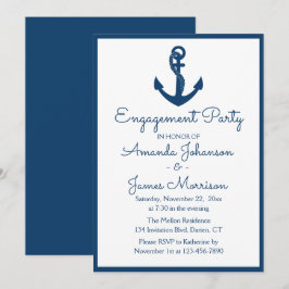 Nautische Engagement Party Navy Blue Anchor Hochze Einladung