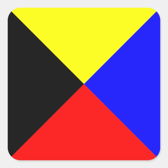 Nautische Flagge ZULU Quadratischer Aufkleber (Vorderseite)