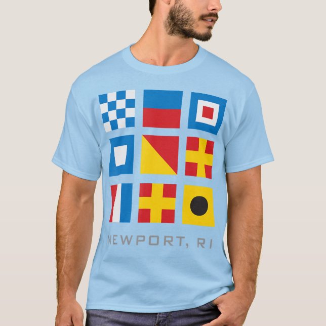 Nautische Flaggen der Insel Newport Ri Rhode T-Shirt (Vorderseite)