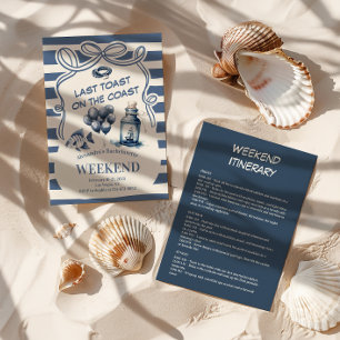 Nautische Flasche und Balloons Küstenbachelorette Einladung