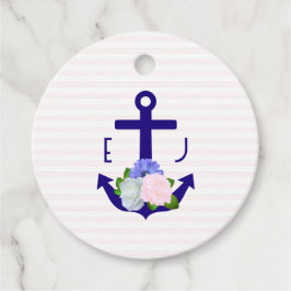 Nautische florale Streifen Hochzeit Geschenkanhänger