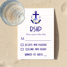 Nautische florale Streifen Hochzeit RSVP Karte