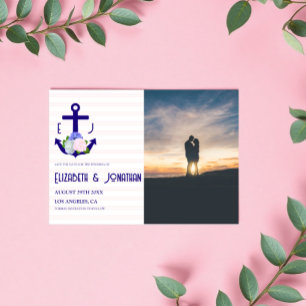 Nautische florale Streifen Hochzeit Save The Date