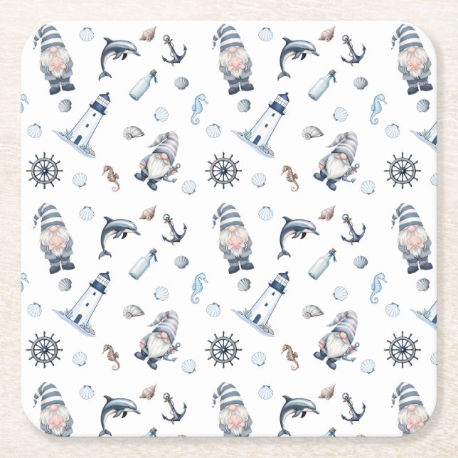 Nautische Gnome! Rechteckiger Pappuntersetzer (Vorderseite)