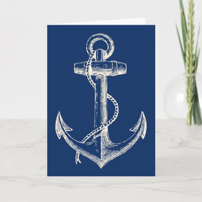 Nautische Grußkarten-Geschenk Navy Blue White Karte (Vorderseite)