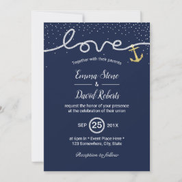 Nautische Hochzeit, die die blaue Marine des Knote Einladung