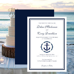 Nautische Hochzeit, Hochzeit von Navy und Whtie Einladung
