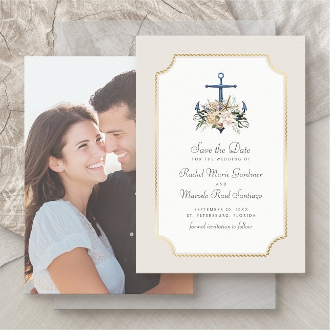 Nautische Hochzeit in Strandanchor speichern das D Save The Date (Von Creator hochgeladen)