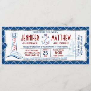 Nautische Hochzeitseinladung Ticket Einladung