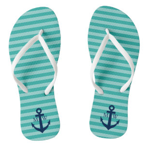 Nautische Hochzeitsheim-Strandflip-Flops mit Strei Flip Flops