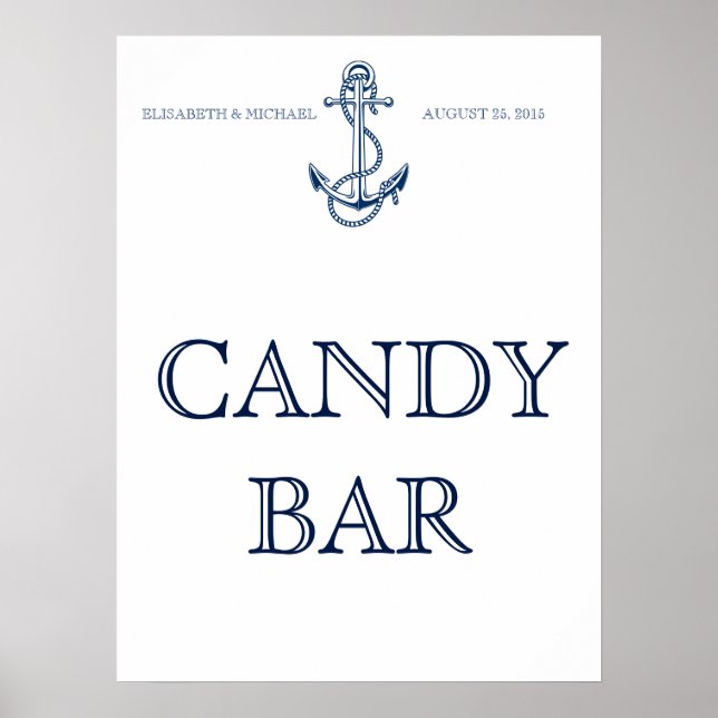Nautische Hochzeitssignatur, Candy Bar oder Ihr Te Poster (Vorne)