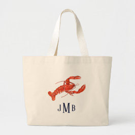 Nautische Hummer-Mit Monogramm Tote-Tasche Jumbo Stoffbeutel