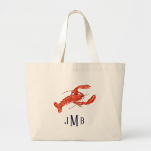 Nautische Hummer-Mit Monogramm Tote-Tasche Jumbo Stoffbeutel