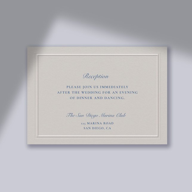 Nautische Imitate mit klassischem Empfang Begleitkarte (wedding reception enclosure card traditional classic formal faux embossed nautical double frame)