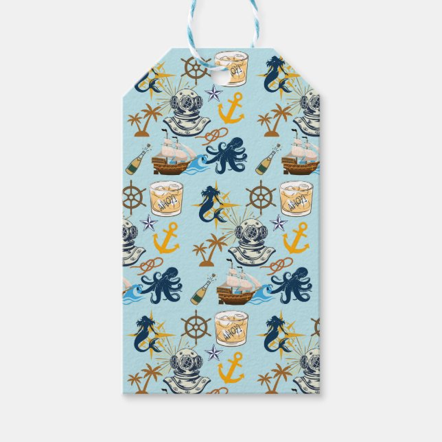 Nautische Junggesellenparty Geschenkanhänger (Vorderseite)