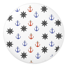 Nautische Kabinettleiste mit rotem und blauem Anke Keramikknauf