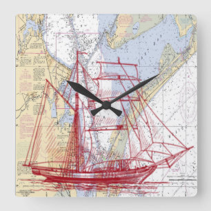 Nautische Karte der Galveston Bay Uhr