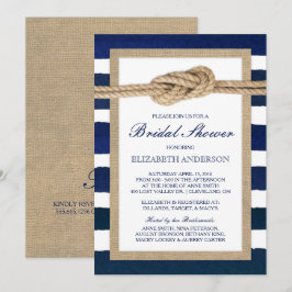 Nautische Knot-Navy-Streifen Rustikales Brautparty Einladung