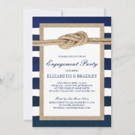 Nautische Knot Navy Stripes Bridal Engagement Part Einladung