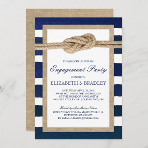 Nautische Knot Navy Stripes Bridal Engagement Part Einladung