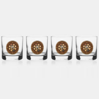 Nautische Kompass-Design Whiskyglas