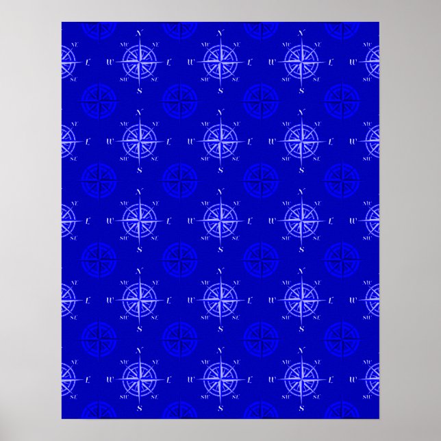Nautische Kompass-Rose Poster (Vorne)