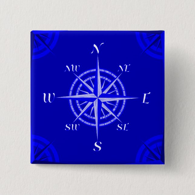 Nautische Kompassrose Button (Vorderseite)