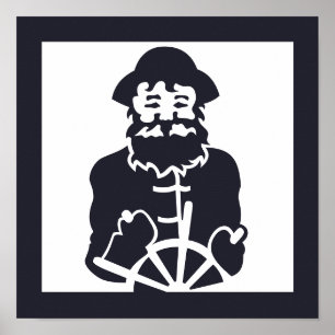 Nautische KOPTAIN auf See   Poster