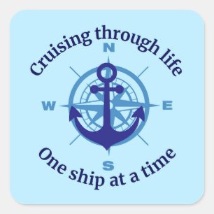 Nautische Kreuzfahrt Quadratischer Aufkleber