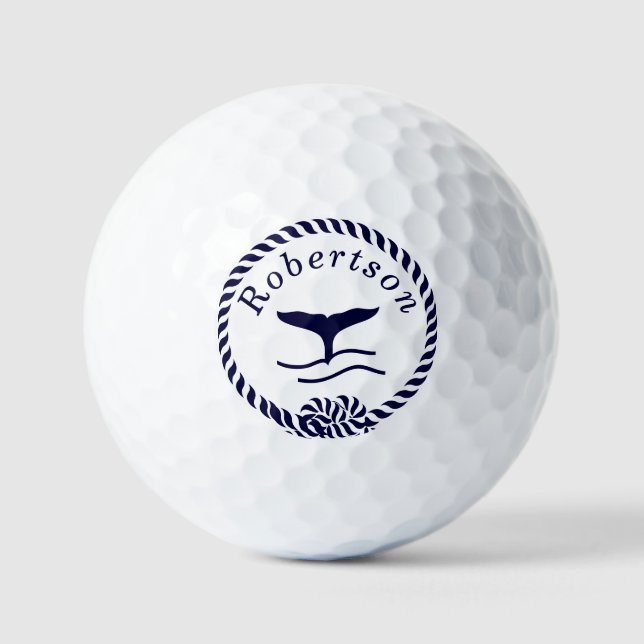 Nautische Küstenbezeichnung Sailboat Whale Navy Bl Golfball (Vorderseite)