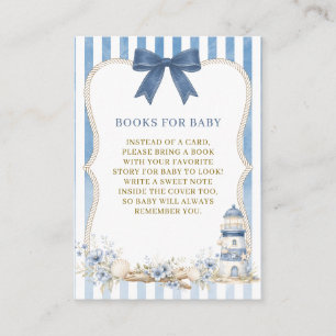 Nautische Leuchtturm-Blau-Bücher für Baby Shower Begleitkarte