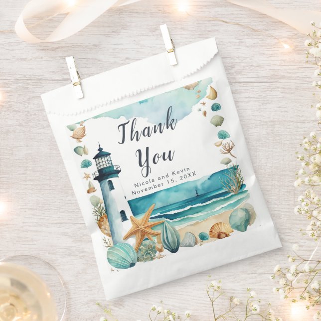 Nautische Leuchtturm-Hochzeit  Geschenktütchen (Ausgeschnitten)