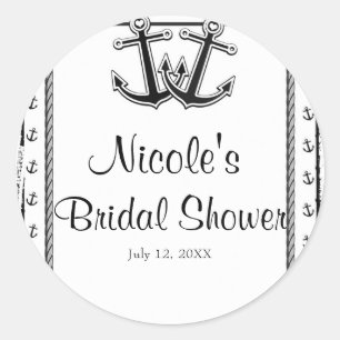 Nautische Liebe Anker Strand Hochzeit Brautparty Runder Aufkleber