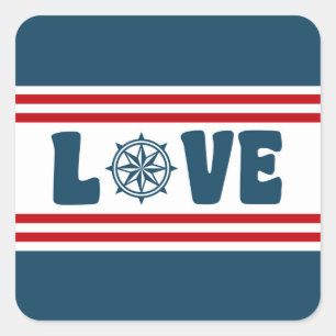 nautische Liebe Quadratischer Aufkleber