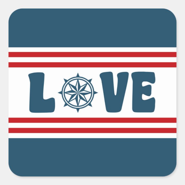 nautische Liebe Quadratischer Aufkleber (Vorderseite)