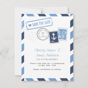 Nautische Luftpostkarte Save the Date