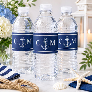 Nautische Marine-Anker-Anfang-Hochzeit Wasserflaschenetikett