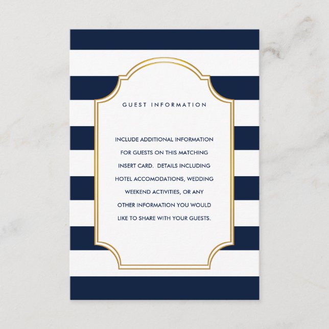 Nautische Marine | Moderne Hochzeitseinlage mit we Begleitkarte (Vorderseite)