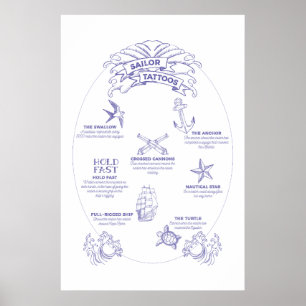 Nautische Marine Siegel und Sailor Tattoos Meaning Poster