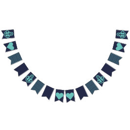 Nautische Marine und Aquamarine Jagd Wimpelkette