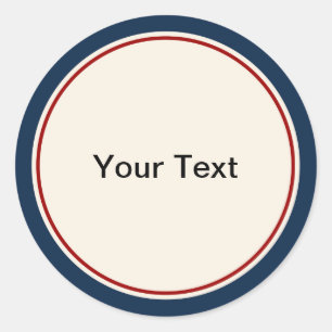 Nautische Marine und rote Grenze Runder Aufkleber