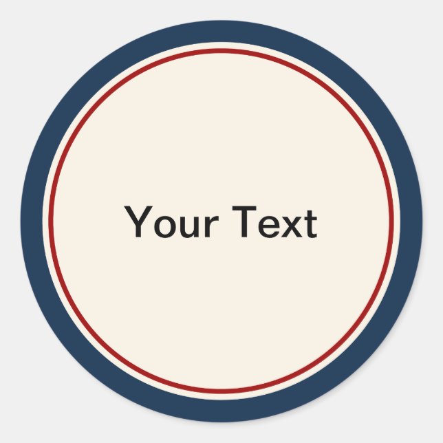 Nautische Marine und rote Grenze Runder Aufkleber (Vorderseite)